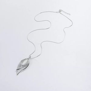 NEW silver leaf opal necklace. Long chain